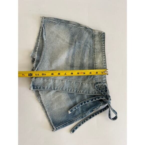 We The Free Womens Raw Hem Denim Zip Up Tie Waist Skort Blue Size 0 - Picture 7 of 8
